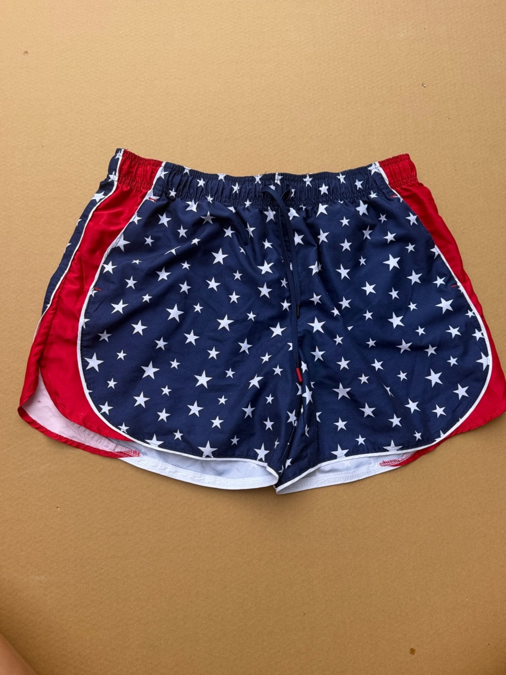 bcg Navy Star-Print Athletic Shorts with Red Side Panels